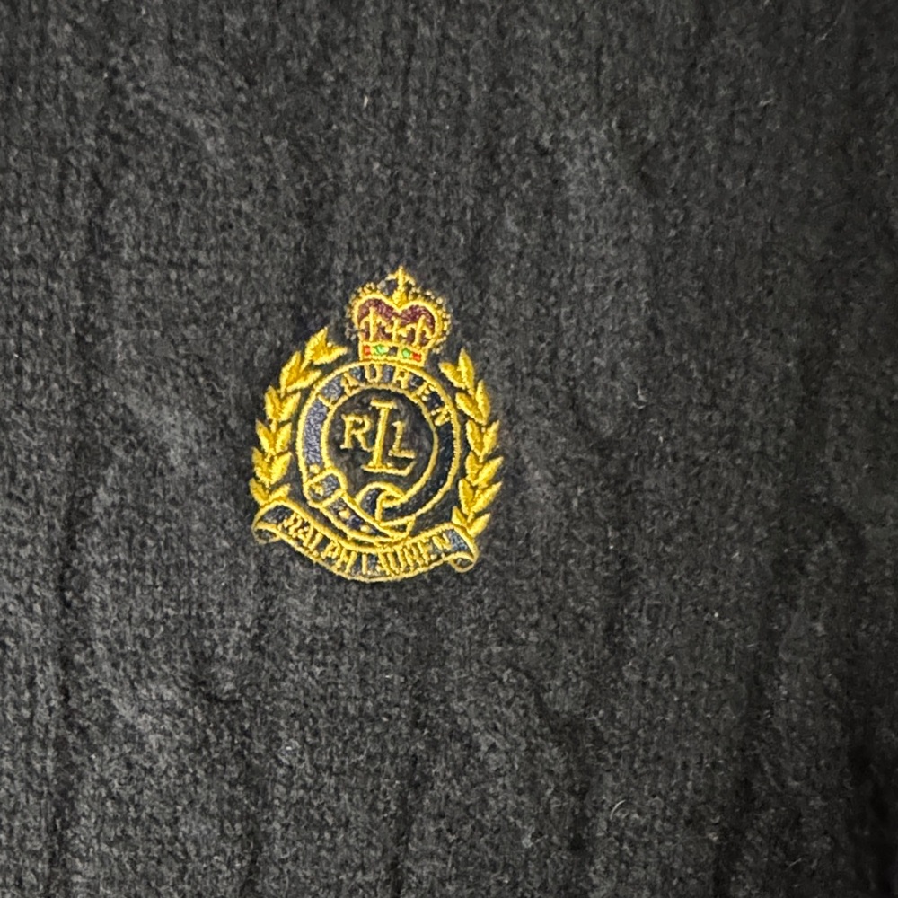 Vintage Lauren Ralph Lauren Black Cable Knit Sweater 100% lambswool - Picture 3 of 4